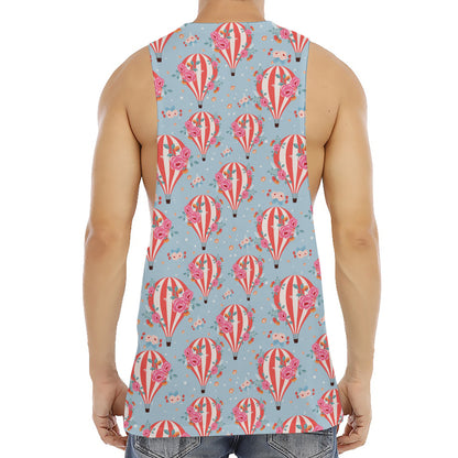 Floral Air Balloon Pattern Print Men's Muscle Tank Top