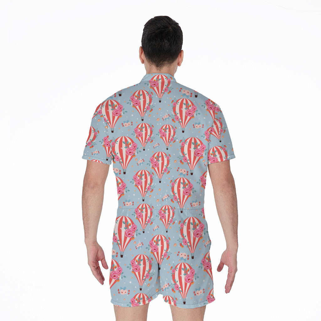 Floral Air Balloon Pattern Print Men's Rompers