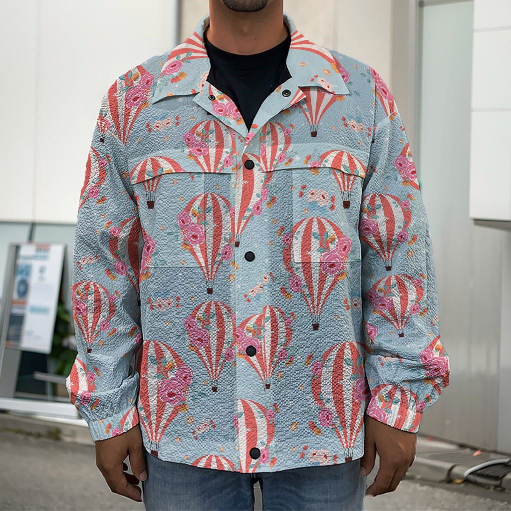 Floral Air Balloon Pattern Print Men's Shirt Jacket