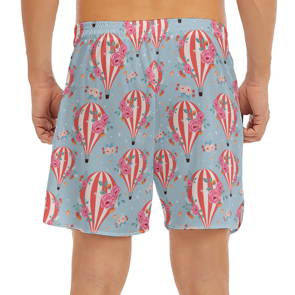 Floral Air Balloon Pattern Print Men's Split Running Shorts