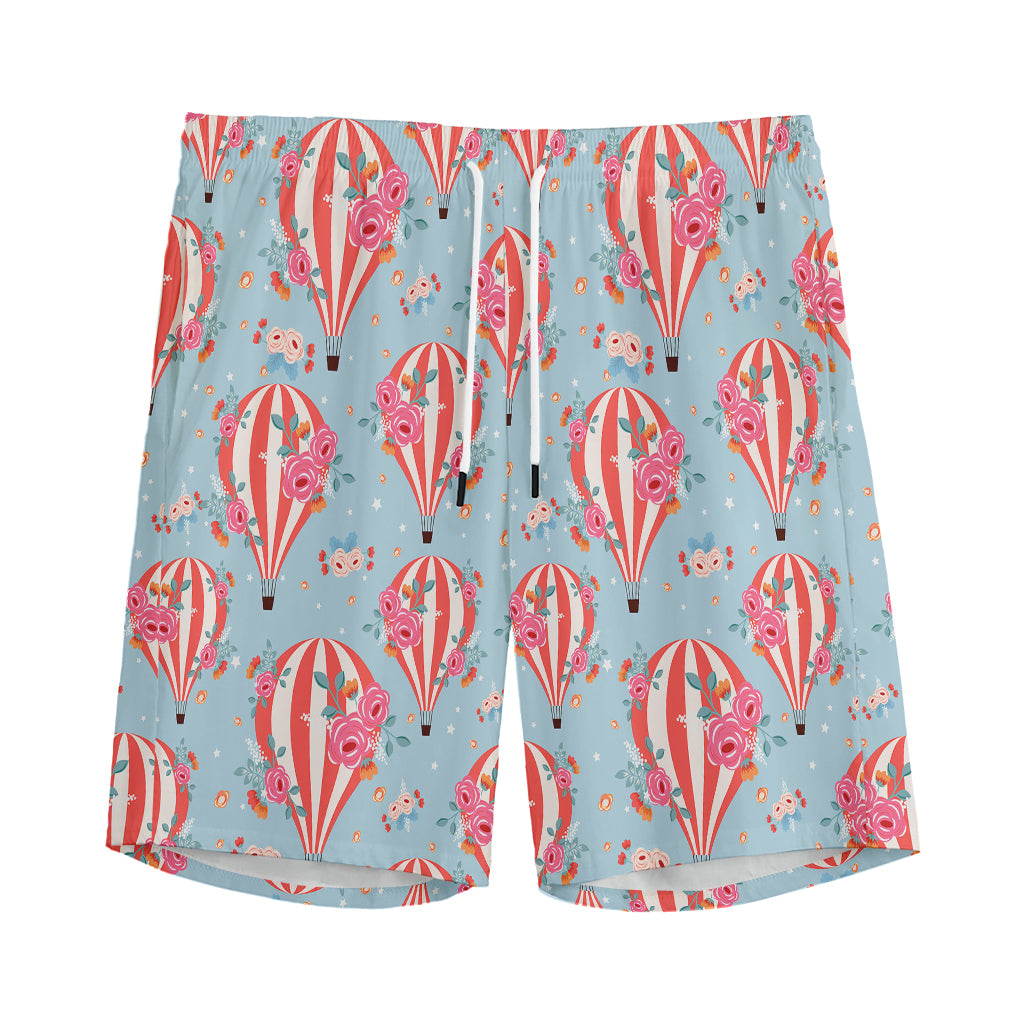 Floral Air Balloon Pattern Print Men's Sports Shorts