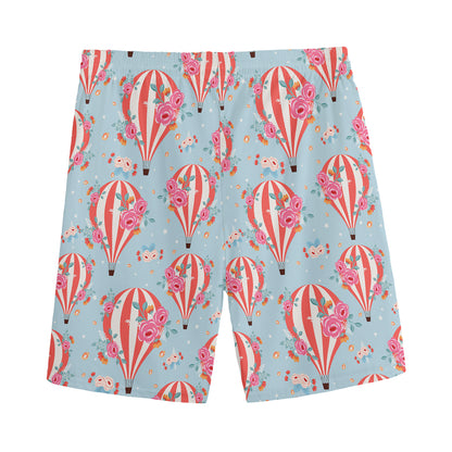 Floral Air Balloon Pattern Print Men's Sports Shorts