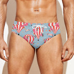 Floral Air Balloon Pattern Print Men's Swim Briefs