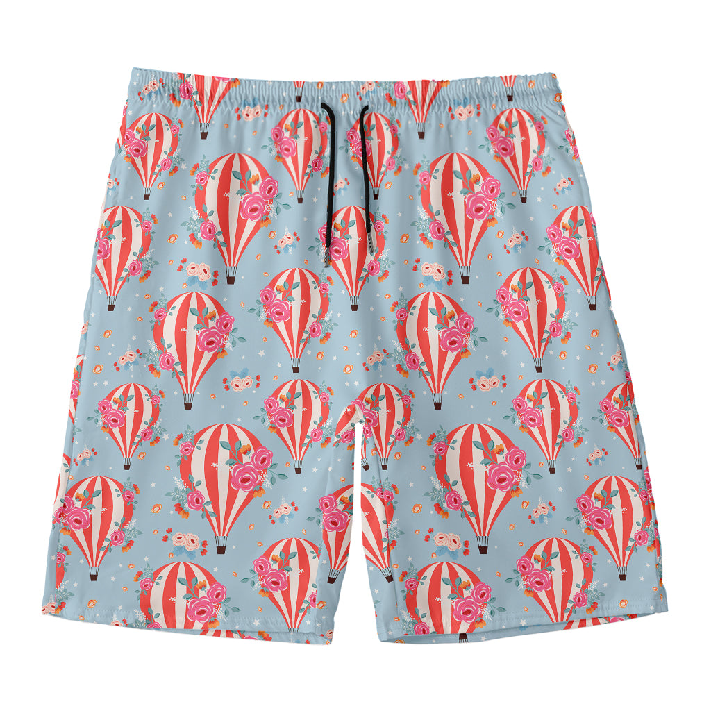 Floral Air Balloon Pattern Print Men's Swim Trunks