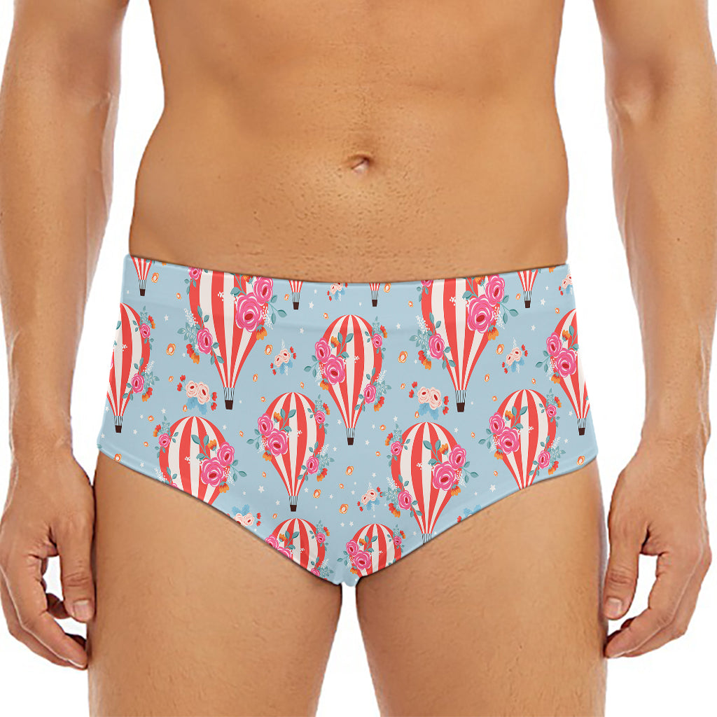 Floral Air Balloon Pattern Print Men's Triangle Swim Briefs
