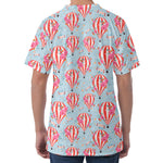 Floral Air Balloon Pattern Print Men's Velvet T-Shirt