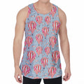 Floral Air Balloon Pattern Print Men's Velvet Tank Top