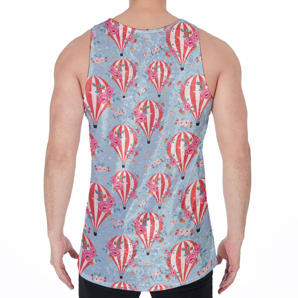 Floral Air Balloon Pattern Print Men's Velvet Tank Top