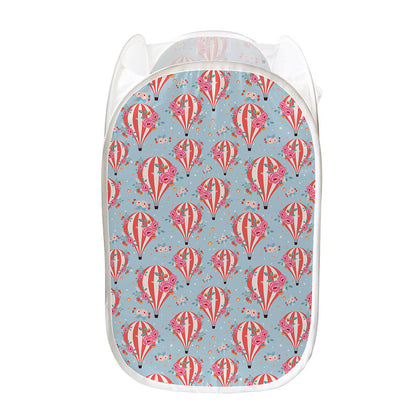 Floral Air Balloon Pattern Print Mesh Laundry Hamper