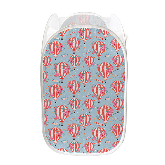 Floral Air Balloon Pattern Print Mesh Laundry Hamper