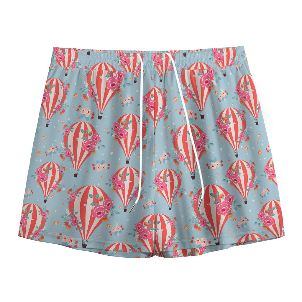 Floral Air Balloon Pattern Print Mesh Shorts