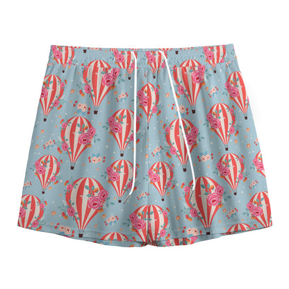 Floral Air Balloon Pattern Print Mesh Shorts