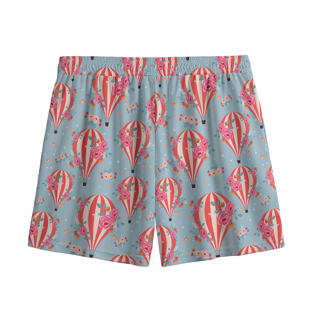 Floral Air Balloon Pattern Print Mesh Shorts