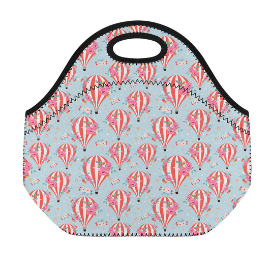 Floral Air Balloon Pattern Print Neoprene Lunch Bag
