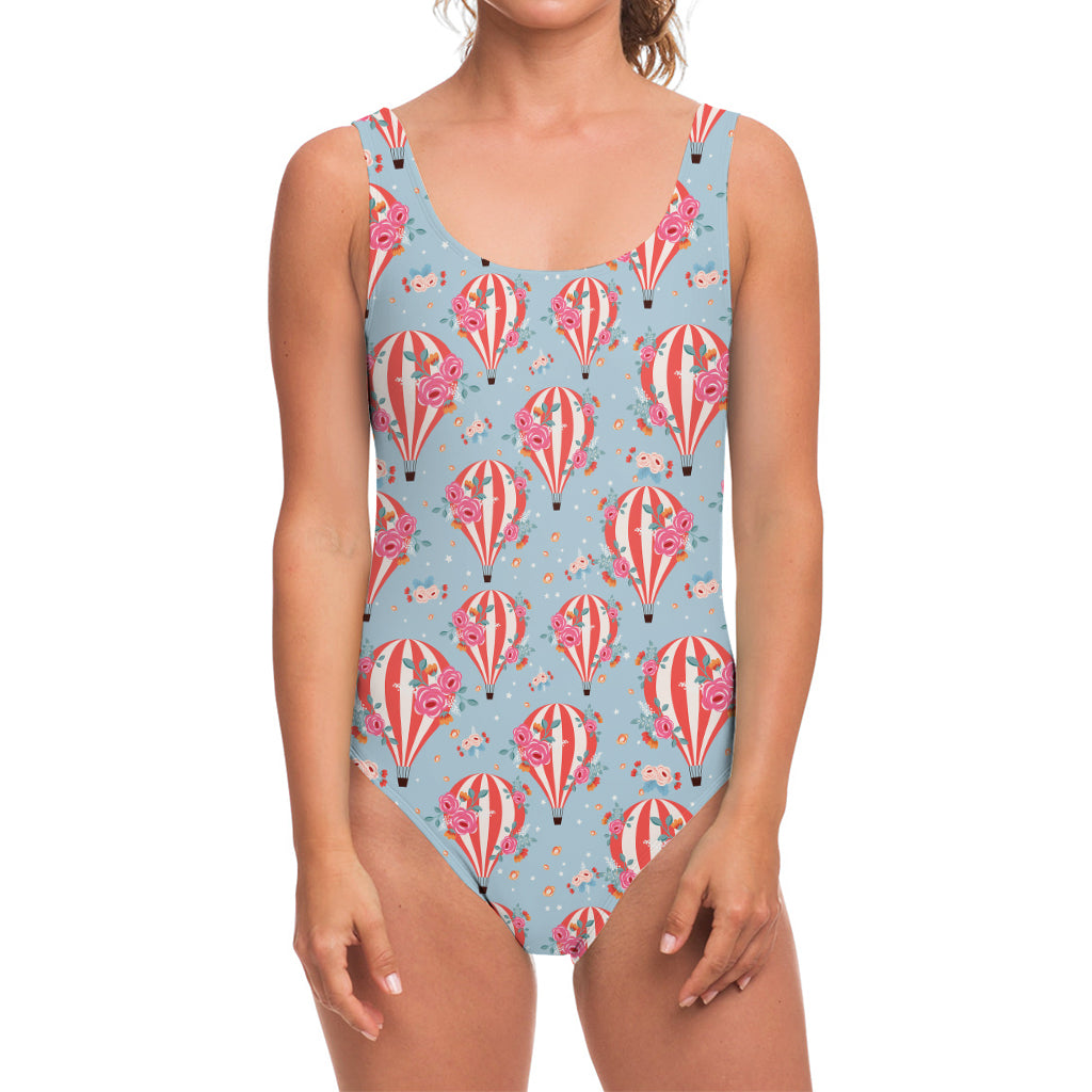 Floral Air Balloon Pattern Print One Piece Swimsuit