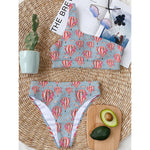 Floral Air Balloon Pattern Print One Shoulder Bikini Top