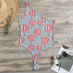 Floral Air Balloon Pattern Print One Shoulder Bodysuit