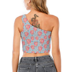 Floral Air Balloon Pattern Print One Shoulder Crop Top