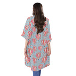Floral Air Balloon Pattern Print Open Front Beach Cover Up