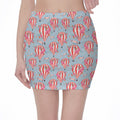 Floral Air Balloon Pattern Print Pencil Mini Skirt
