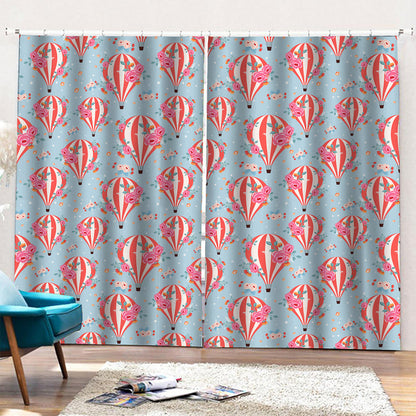 Floral Air Balloon Pattern Print Pencil Pleat Curtains