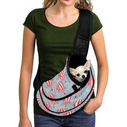 Floral Air Balloon Pattern Print Pet Sling Carrier
