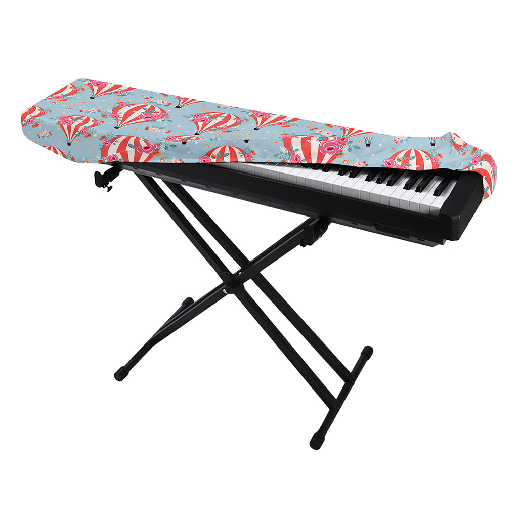 Floral Air Balloon Pattern Print Piano Keyboard Cover