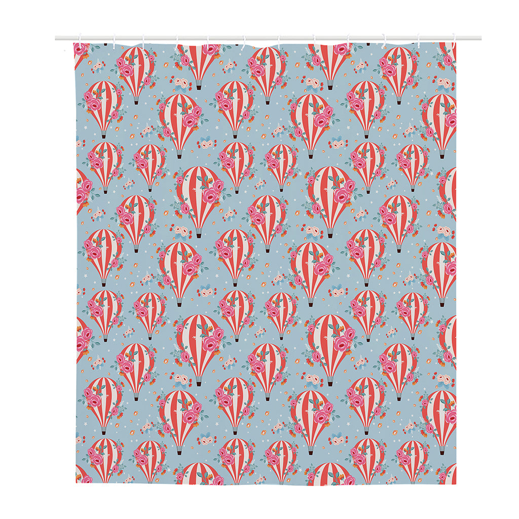 Floral Air Balloon Pattern Print Polyester Shower Curtain