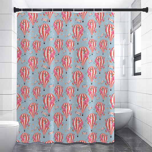 Floral Air Balloon Pattern Print Premium Shower Curtain