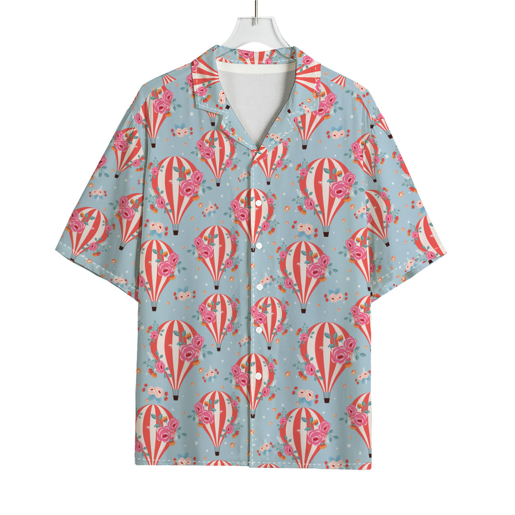 Floral Air Balloon Pattern Print Rayon Hawaiian Shirt
