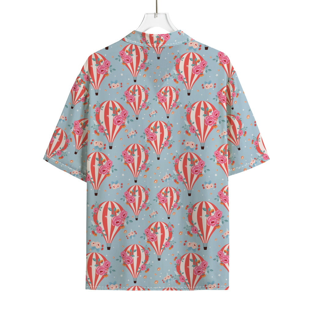 Floral Air Balloon Pattern Print Rayon Hawaiian Shirt