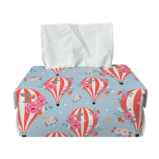 Floral Air Balloon Pattern Print Rectangle Tissue Box Cover