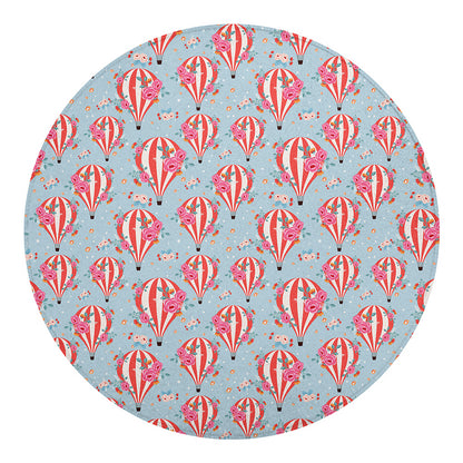 Floral Air Balloon Pattern Print Round Blanket