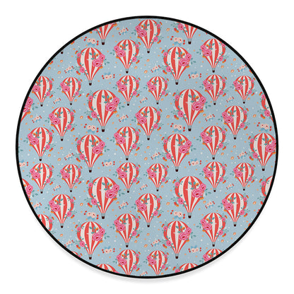 Floral Air Balloon Pattern Print Round Floor Mat