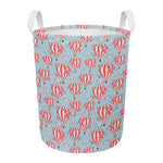 Floral Air Balloon Pattern Print Round Laundry Basket