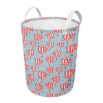 Floral Air Balloon Pattern Print Round Laundry Basket