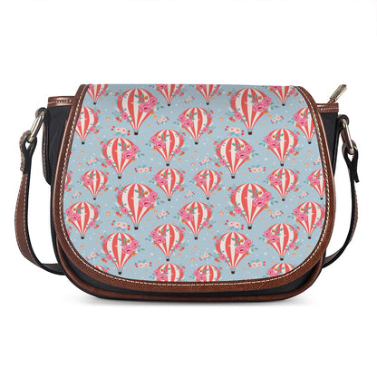 Floral Air Balloon Pattern Print Saddle Bag