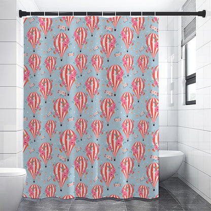 Floral Air Balloon Pattern Print Shower Curtain