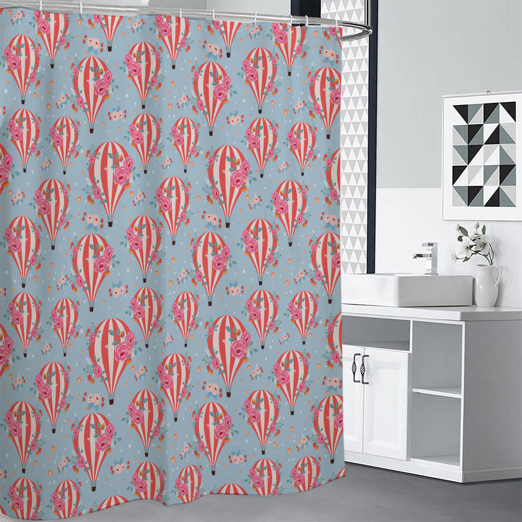 Floral Air Balloon Pattern Print Shower Curtain