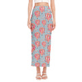 Floral Air Balloon Pattern Print Side Slit Maxi Skirt
