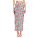 Floral Air Balloon Pattern Print Side Slit Maxi Skirt