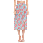 Floral Air Balloon Pattern Print Side Slit Midi Skirt