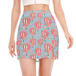 Floral Air Balloon Pattern Print Side Slit Mini Skirt