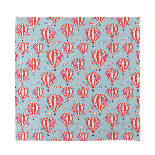 Floral Air Balloon Pattern Print Silk Bandana