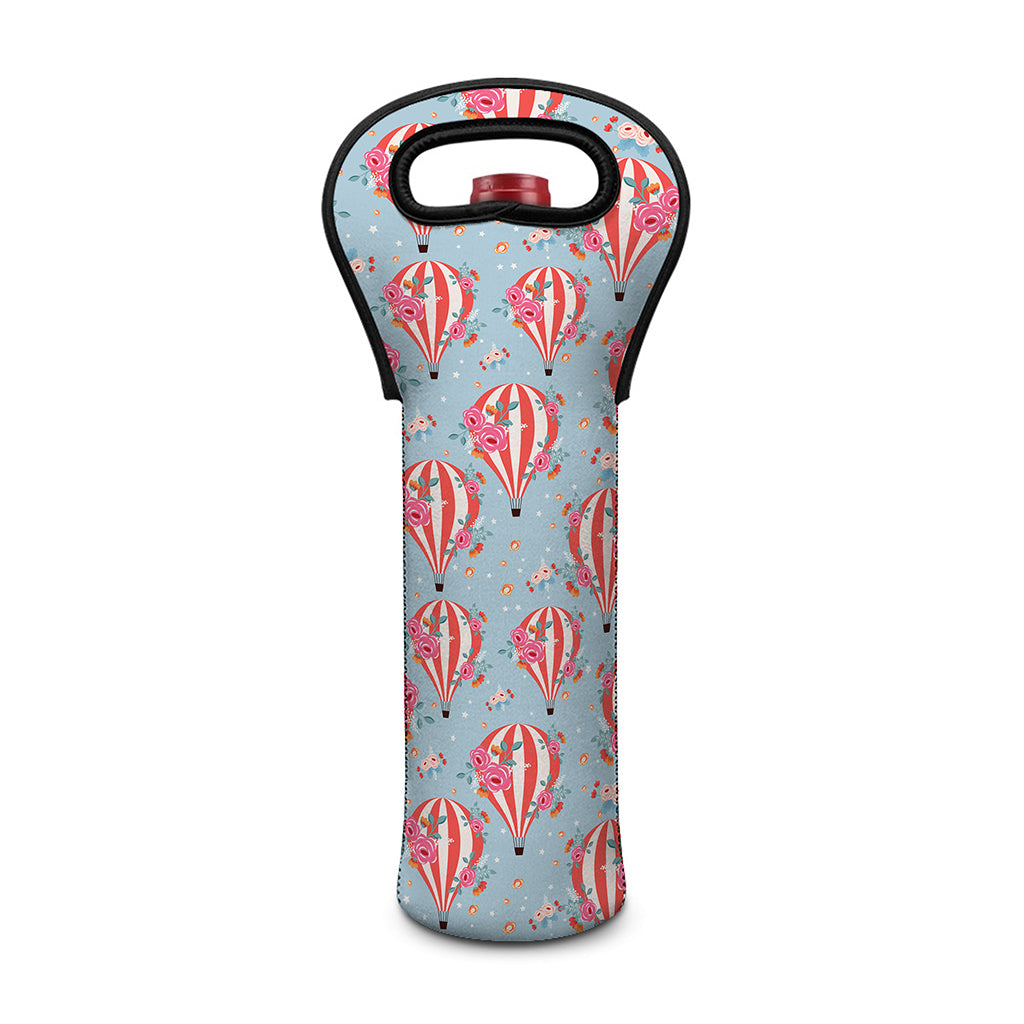 Floral Air Balloon Pattern Print Single Neoprene Wine Tote