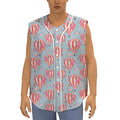 Floral Air Balloon Pattern Print Sleeveless Baseball Jersey