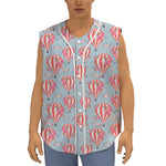 Floral Air Balloon Pattern Print Sleeveless Baseball Jersey