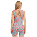 Floral Air Balloon Pattern Print Sleeveless One Piece Swimsuit