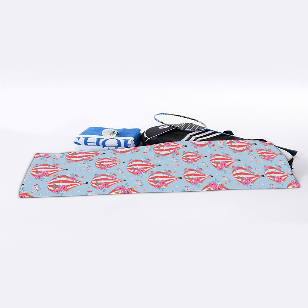 Floral Air Balloon Pattern Print Sports Towel