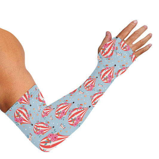 Floral Air Balloon Pattern Print Sun Protection Arm Sleeves